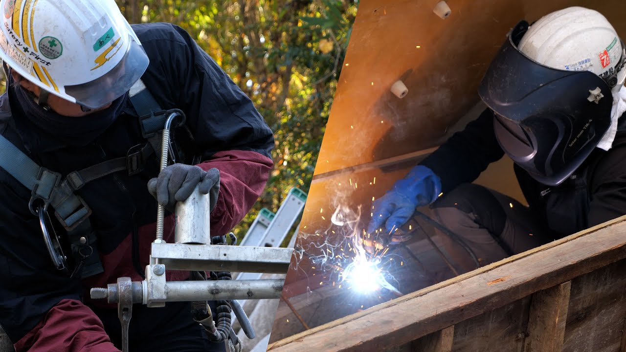 超巨大ブロックの上で組み上がっていく足場と型枠 / 崩壊した護岸の最終調整工程【台風災害復旧 Part.4】