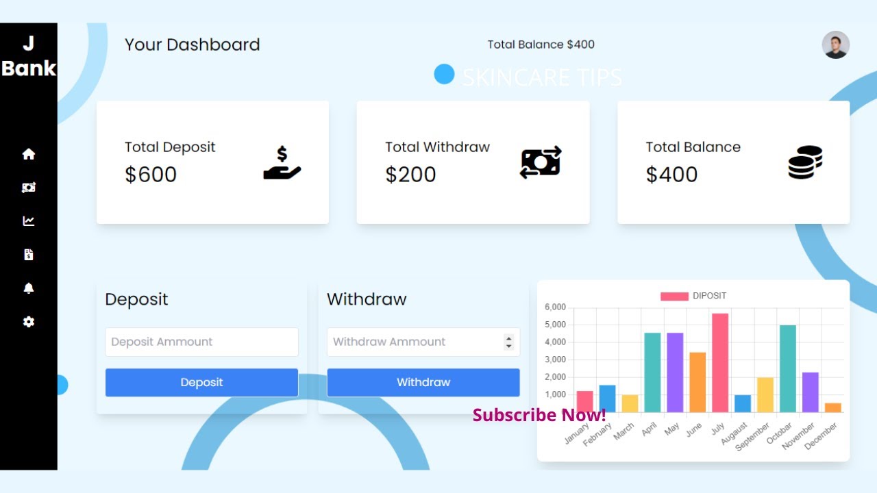 Bank Transition system using basic html css and javascript