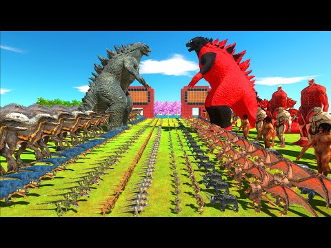 Dinosaurs Revolt Battle With Godzilla 2014 + Indoraptor + Indominus Rex VS Team Devil Godzilla 2014