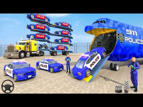 US Police Car and Limo Transporter Truck - Helicopter  Level Car Driver - Android GamePlay