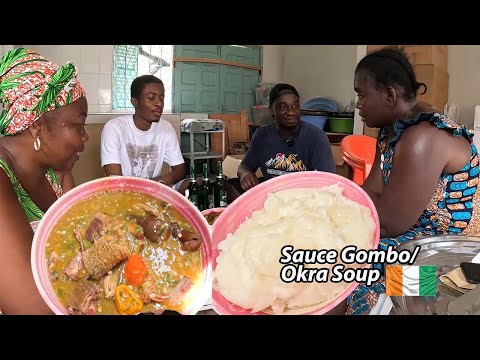 Cooking The Most delicious Food in Abidjan, Sauce Gombo!! How to Cook Okra soup in CÔTE D'IVOIRE 🇨🇮
