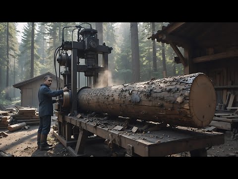 The Art of Hard Work | Powerful Saw Machine Turning Wood into Masterpieces