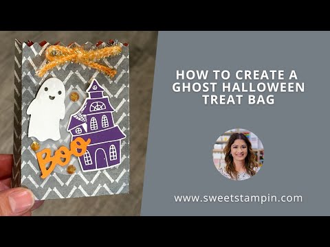 How to Create a Ghost Halloween Treat Bag! Sweet Stampin' with Elaine's Creations #739