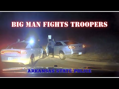 BIG BOY flees and FIGHTS two Arkansas State Police Troopers - Gets the TASER #pursuit #chase