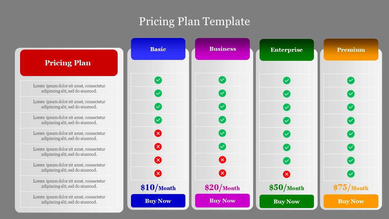 How To Design A Pricing Plan Table In PowerPoint