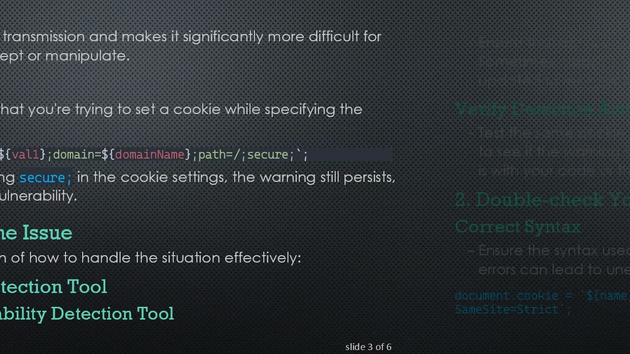 Resolving the Sensitive Cookie in HTTPS Session Without 'Secure' Attribute Vulnerability
