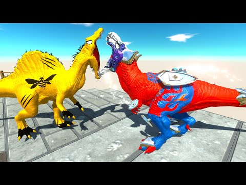 OPTIMUS PRIME T-REX vs BUMBLEBEE SPINOSAURUS DEATH RUN - Animal Revolt Battle Simulator ARBS