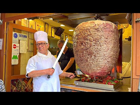 Extraordinary street food in Turkey! 81-year-old grandfather makes 250 kilos of döner kebab a day