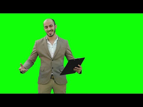 Man making business presentation Green screen