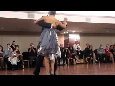  Maria Ines Bogado  and  Sebastian Jimenez  are  dancing  to  the  vals  "  Viejo Portón  "