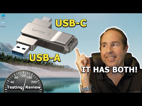 64GB Dual USB Flash Drive USB C & USB A 2-in-1, Thumb Drive for Type-C Phones, PC, External Storage for Photos/Videos/Files video review thumbnail