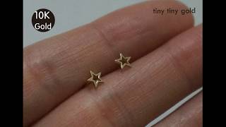 tinytinygold l 10K Solid Gold Tiny Star Stud Earrings