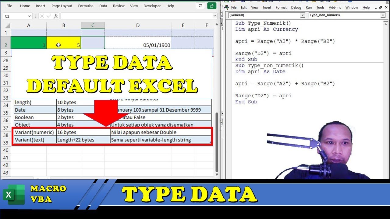 5. Tutorial VBA Excel Untuk Pemula | Type Data ( Numerik / Non Numerik) |