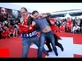 Быдло-болельщик из России топчет флаг Швейцарии. A Russian fan ran onto the Swiss ...