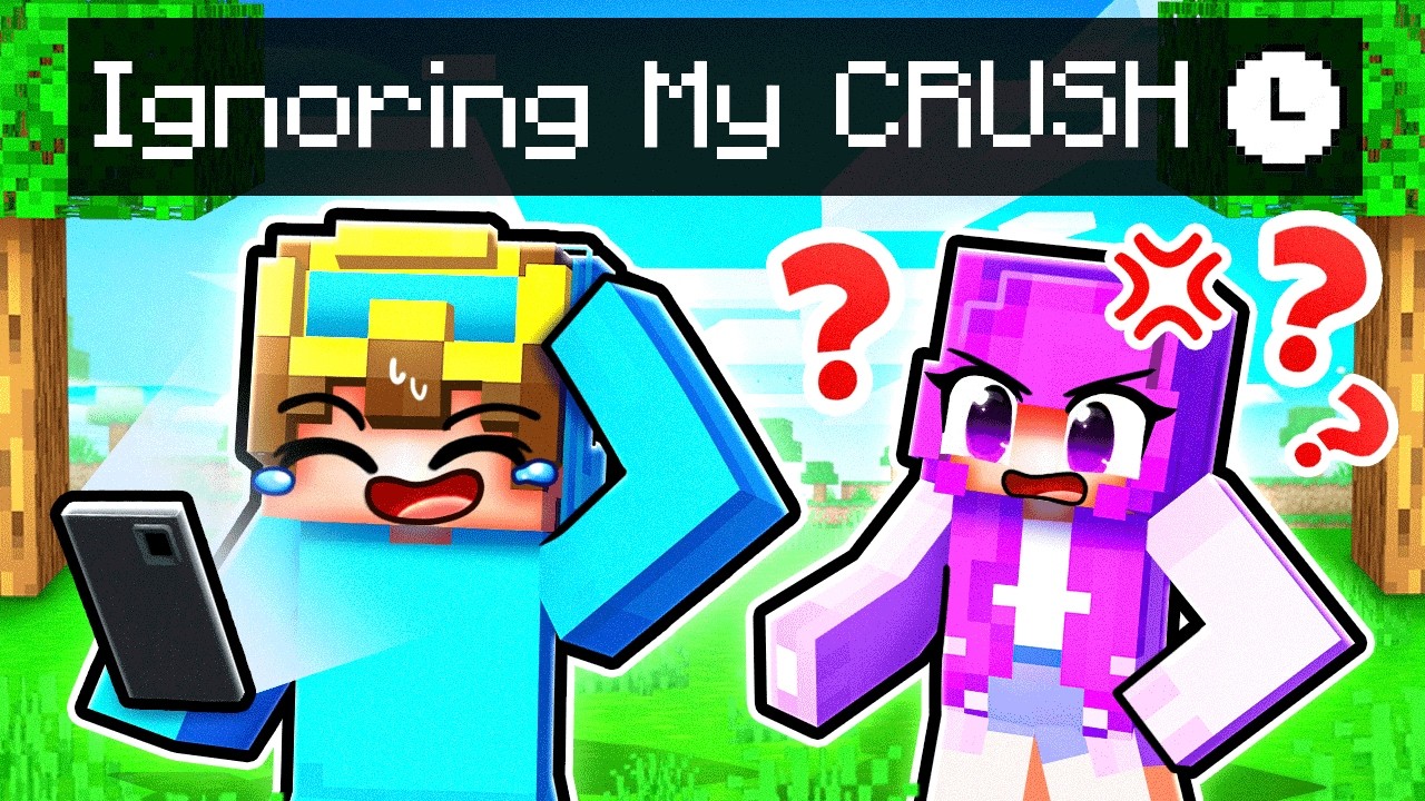 Ignoring My Crush For 24 Hours In Minecraft!
