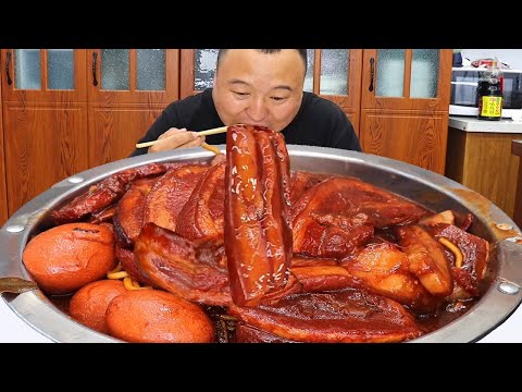 eat pork belly、Stewed Meat、Pork belly、eat pork - Mukbang eating show