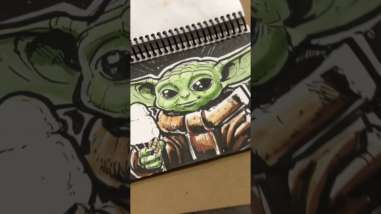 Drawing a GROGU commission at Niagara Falls Comicon!