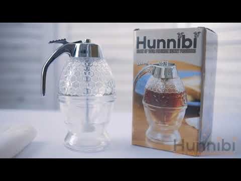 Hunnibi Honey Dispenser No Drip Glass -  Maple Syrup Dispenser Glass