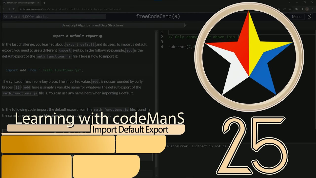 JavaScript ES6 25: Import a Default Export | FreeCodeCamp