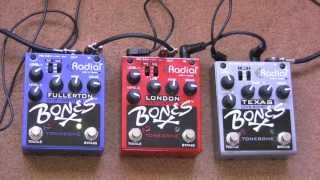 Video thumbnail for Radial Bones - Tonebone - Texas Bones, London Bones, Fullerton Bones Distortion Pedal Shootout by Simon Smith