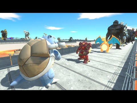 BLASTOISE vs GHIDORAH LAVA DEATH RUN - Animal Revolt Battle Simulator