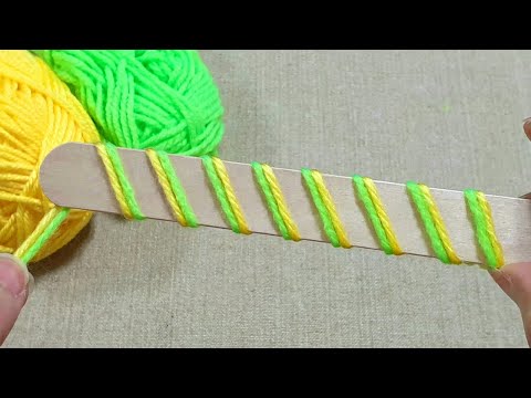 Super Easy Flower Craft Ideas with Ice Cream Stick - Hand Embroidery Design Trick -DIY Woolen Flower