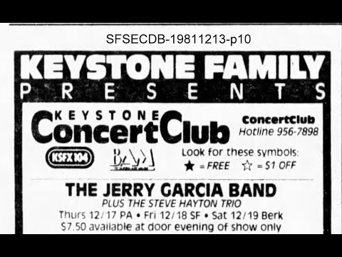 Jerry Garcia Band - 12/18/81 - The Stone - San Francisco, CA - aud