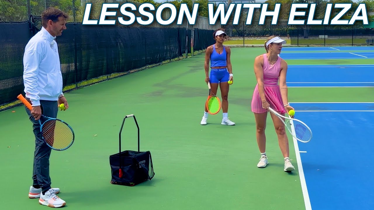 Tennis Lesson with Eliza (Forehand, Backhand & Serve) @itslizasworld