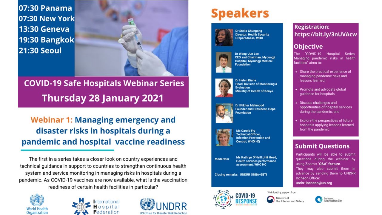 COVID-19 Safe Hospital Webinar Series: 1. Managing pandemic risks in health facilities