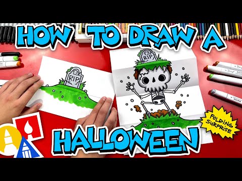 How To Draw A Halloween Folding Surprise (Skeleton Grave)