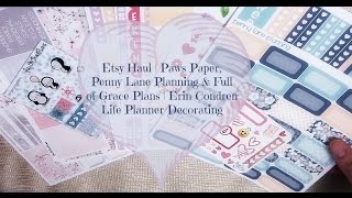 Etsy Haul | Paws Paper, Penny Lane Planning, & Full of Grace Plans | Erin Condren Life Planner Decor
