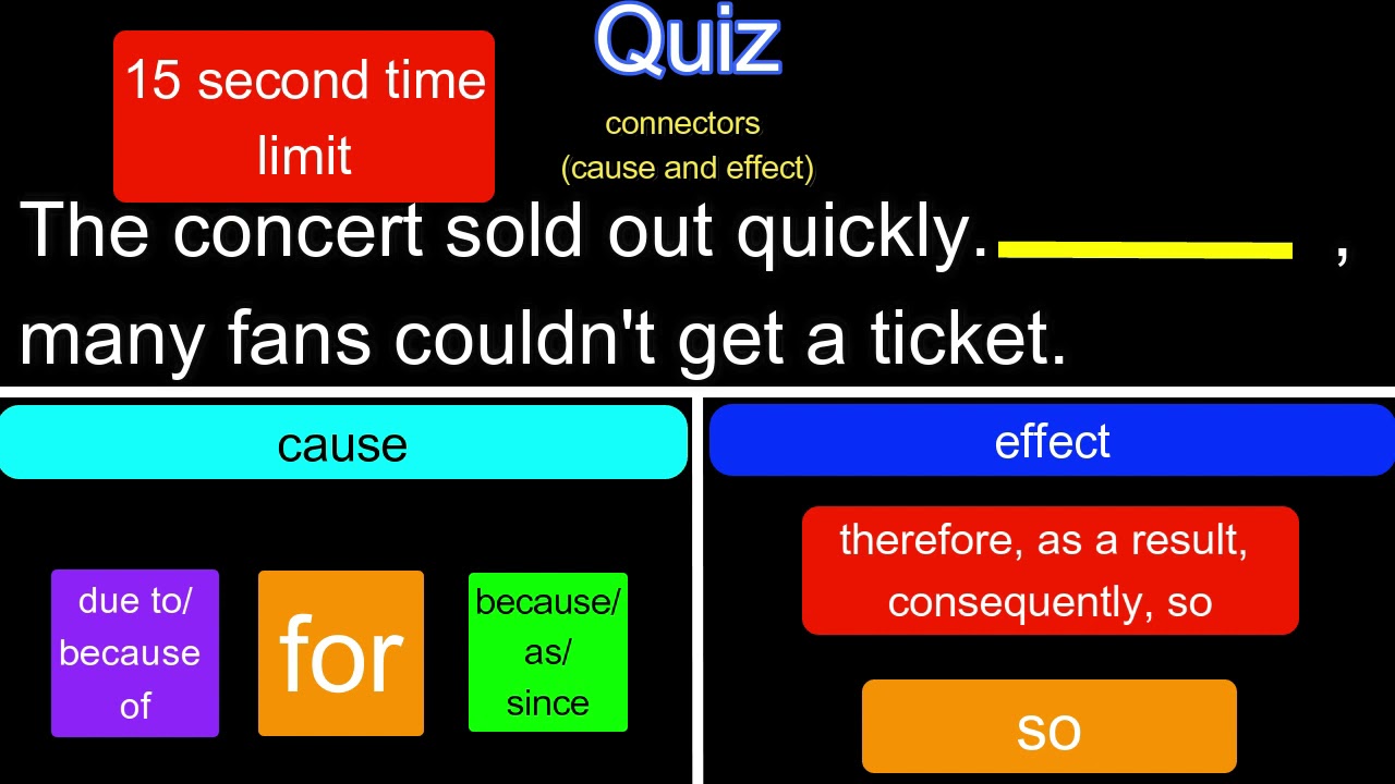 Connector Quiz (cause and effect) - from "Sentences" online course