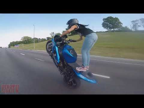 Beautiful Girl Biker Performs AMAZING Highway Motorcycle Stunts Riding Long Stunt 2018