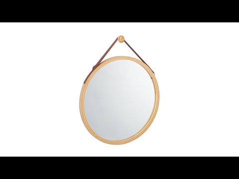 Miroir à accrocher rond cadre bambou Marron - Bambou - Verre - Matière plastique - 45 x 45 x 2 cm