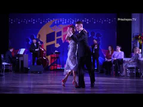  Viktoria Krivcova  and  Dmitriy Rizhov  are  dancing  to  the  tango  "  Bahia Blanca  "  by  Solo Tango Orquesta  at  La Boca Tango Festival  in  2021