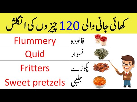 Food Vocabulary Words in Urdu | 120 Name of Eatables in English with Urdu Meaning | @ilmrary