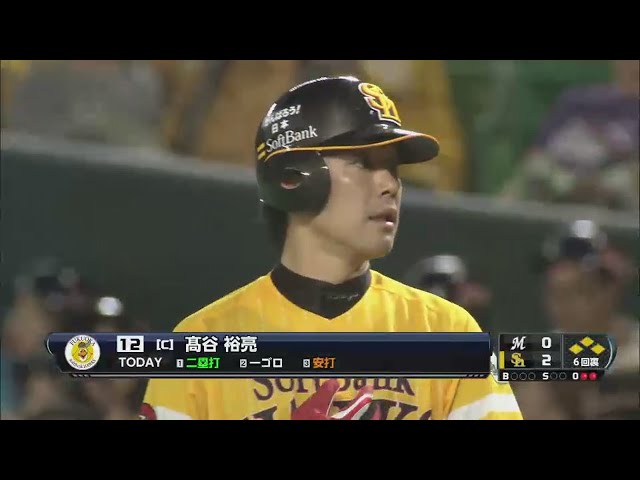 【6回裏】マリーンズ・鈴木の好守及ばず ホークス・高谷が貴重なタイムリー!! 2015/9/19 H-M