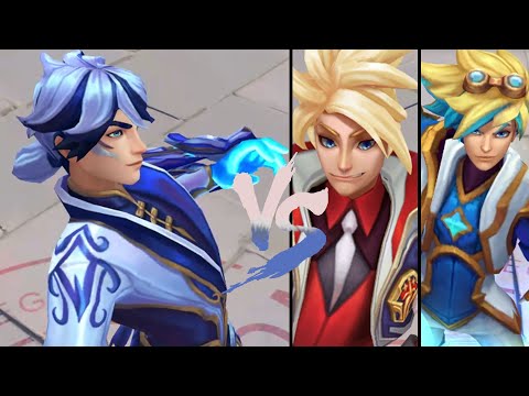 Porcelain Protector Ezreal VS Battle Academia & Star Guardian Ezreal Skin Comparison Spotlight 2022