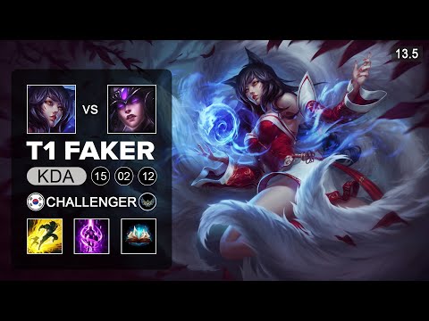 T1 Faker Ahri vs Syndra Mid - KR Challenger - Patch 13.5 Season 13