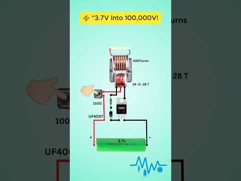 3.7V to 100,000V ⚡ Crazy DIY High Voltage Generator #Shorts #voltage#spark