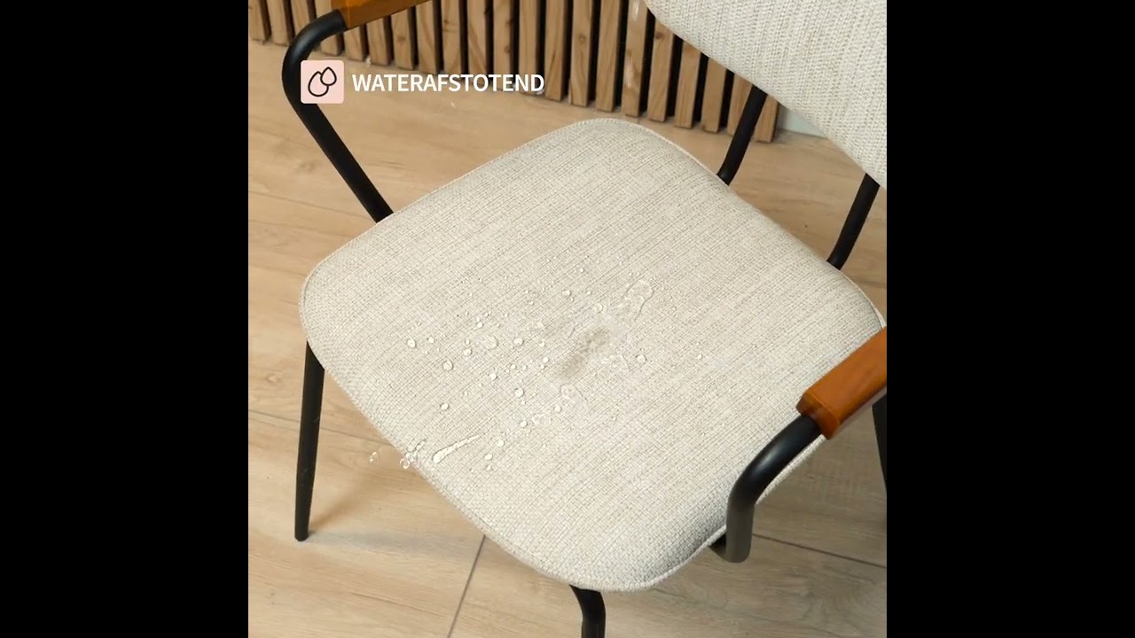 Scandinavische eetkamerstoel Oskar taupe gerecyclede stof