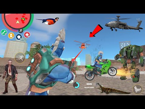 Rope Hero: Vice Town (Rope Hero Fight Army Base) Helicopter Destroy Heat Gun - Android Gameplay HD