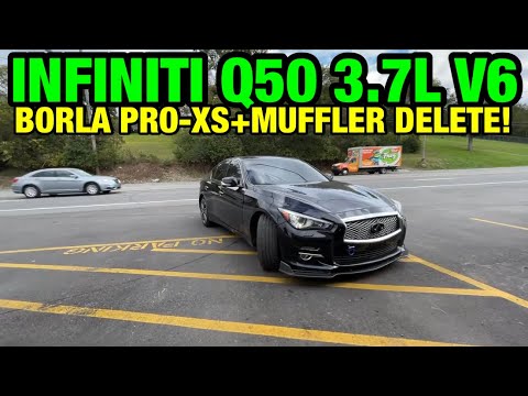 2014 INFINITI Q50 V6 DUAL EXHAUST w/ BORLA PRO XS & MUFFLER DELETE!