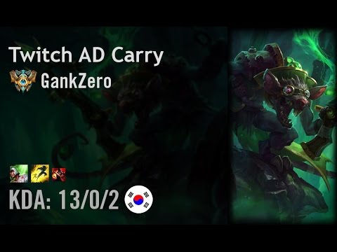 Twitch AD Carry vs Ezreal - GankZero - KR Challenger Patch 6.12