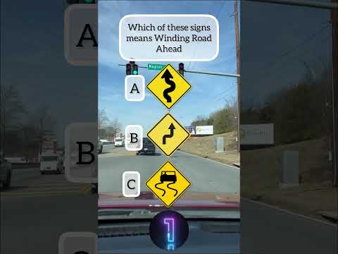 DMV Permit Practice Test: Which of these signs means Winding Road Ahead #dmvtest #roadsigns