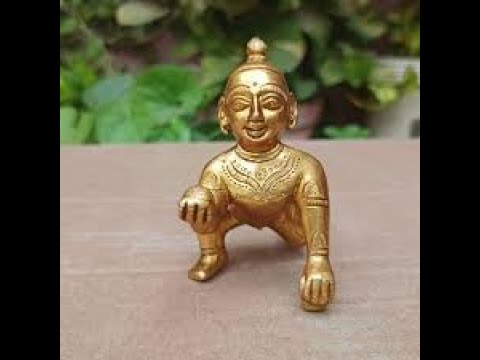 Nirmala handicrafst brass gold finish laddu gopal statue for...
