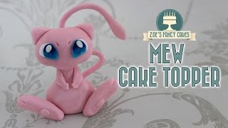Mew cake topper : Pokemon gum paste or polymer clay model