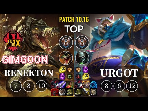 FPX GimGoon Renekton vs Urgot Top - KR Patch 10.16