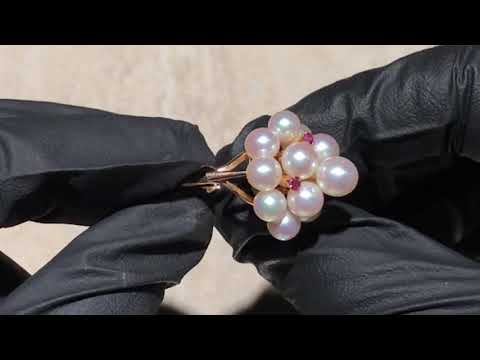 Pyramid Pearl Vintage Ruby Ring - 14k Rose Gold - 6.43 Grams