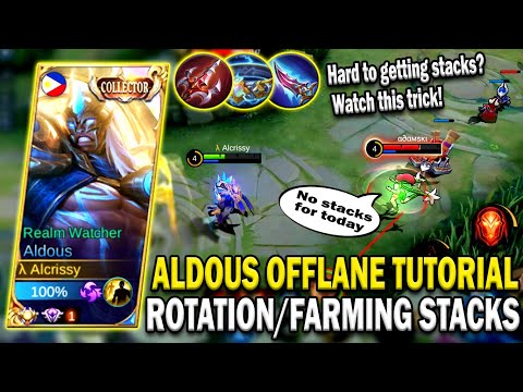ALDOUS OFFLANE TUTORIAL ON HOW TO GAIN STACKS VS AGGRESSIVE ENEMY IN LANE🔥ALDOUS 2022 - MLBB